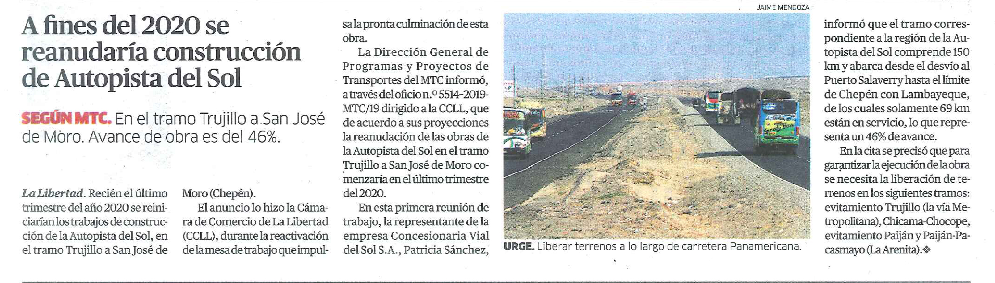 12.11.19.22 LA REPÚBLICA reanudarán Trabajos Autopista del Sol