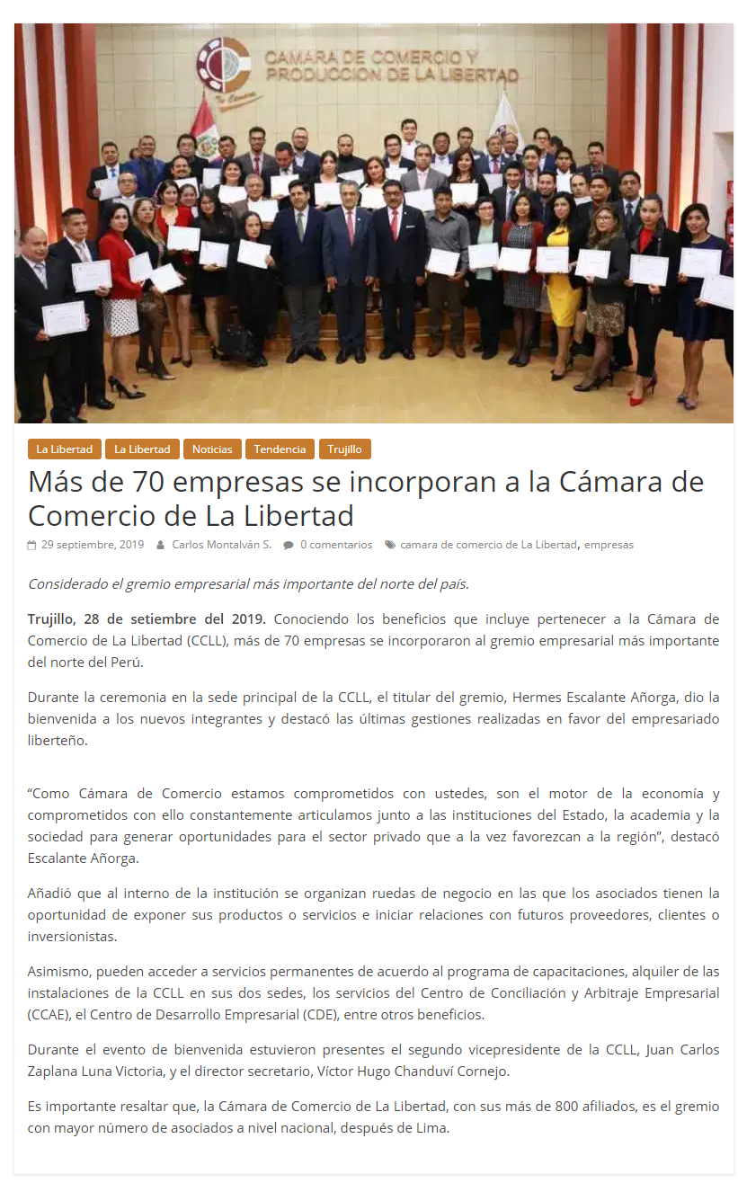 30.09.19.12  Enfoques Perú Empresas se incorporan a la CCLL