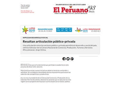 Resaltan articulación público-privada (Fuente: El Peruano)