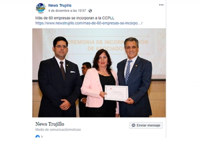 Más de 60 empresas se incorporan a la CCPLL (Fuente: News Trujillo - Facebook)