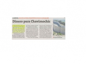 Dinero para Chavimochic (Fuente: Perú21)