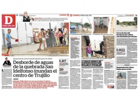 Desborde de aguas de la quebrada San Idelfonso inundan el centro de Trujillo (Fuente: Correo)