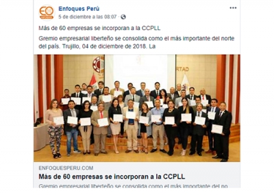 Más de 60 empresas se incorporan a la CCPLL (Fuente: Enfoques Perú)