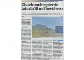 Chavimochic pierde lote de 16 mil hectáreas (Fuente: La Industria)