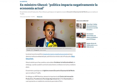 Exministro Ghezzi: &#039;política impacta negativamente la economía actual&#039; (Fuente: RPP)