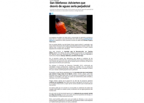 San Ildefonso: Advierten que desvío de aguas sería perjudicial (Fuente: La Industria)