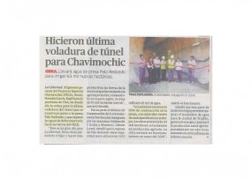 Hicieron última voladura de túnel para Chavimochic (Fuente: La República)