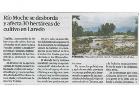 Río Moche se desborda y afecta 30 hectáreas de cultivo en Laredo (Fuente: La República)