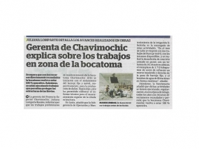Gerenta de Chavimochic explica sobre los trabajos en zona de la bocatoma (Fuente: La Industria)