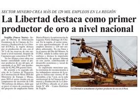 La Libertad destaca como primer productor de oro a nivel nacional (Fuente: Nuevo Norte)
