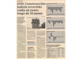 INEI: Construcción habría revertido caída en junio luego de 10 meses (Fuente: Gestión)