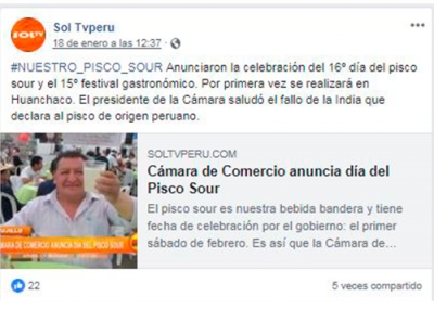 Cámara de Comercio anuncia Día del Pisco Sour (Fuente: SolTV Facebook)