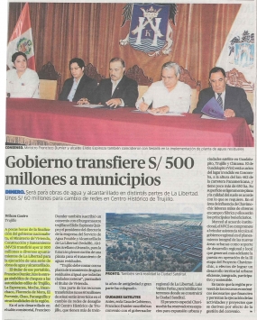 Gobierno transfiere S/500 millones a municipios (Fuente: La República)