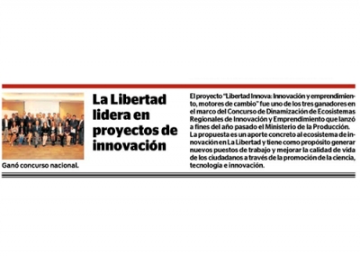 La Libertad lidera en proyectos de innovación (Fuente: Correo)