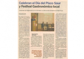 Celebran el Día del Pisco Sour y Festival Gastronómico local (Fuente: Suplemento Cash-La Industria)