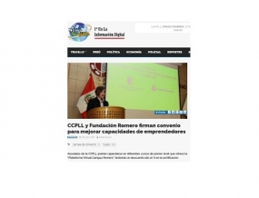 CCPLL y Fundación Romero firman convenio para mejorar capacidades de emprendedores (Fuente:News Trujillo)