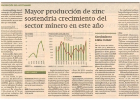 Mayor producción de zinc sostendría crecimiento del sector minero en este año (Fuente: Gestión)