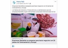 Empresas liberteñas se preparan para hacer negocios con 20 países de Centroamérica y Europa (Fuente: Prensa Total- Facebook)