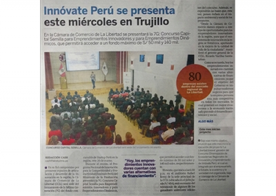 Innóvate Perú se presenta este miércoles en Trujillo (Fuente: La Industria)