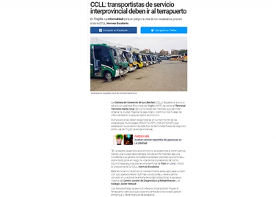 CCLL respalda acciones en favor de la seguridad de los usuarios del Terminal Santa Cruz (Fuente: La República Web)