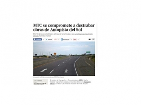 MTC se compromete a destrabar obras de Autopista del Sol (Fuente: El Comercio)