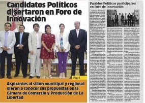 Partidos Políticos participaron en Foro de Innovación (Fuente: Panorama Trujillano)