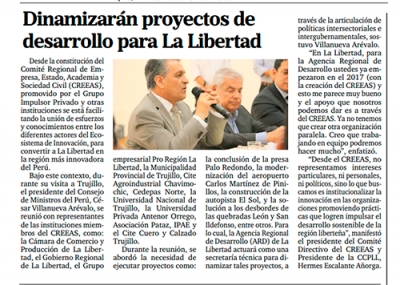 Dinamizarán proyectos de desarrollo para La Libertad (Fuente: Panorama Trujillo)