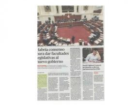 Habrían consenso para dar facultades legislativas al nuevo gobierno (Fuente: La República)