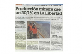 Producción minera cae un 20,7% en La Libertad (Fuente: La Industria)