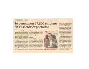 Se generaron 17,800 empleos en el sector exportador (Fuente: Gestión)