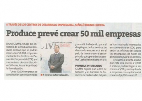 Produce prevé crear 50 mil empresas (Fuente: Perú21)