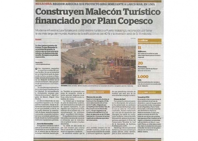 Construyen Malecón Turístico financiado por Plan Copesco (Fuente: La Industria)