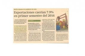 Exportaciones caerían 7.9% en primer semestre del 2016(Fuente: Gestión)