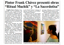 Pintor Frank Chávez presentó obras &#039;Ritual Muchik&#039; y &#039;La Sacerdotisa&#039; (Fuente: Nuevo Norte)