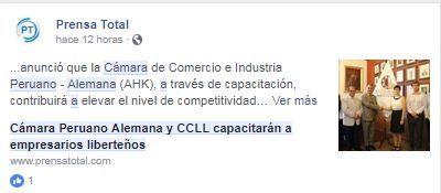 Cámara Peruano Alemana y CCLL capacitarán a empresarios liberteños (Fuente: Prensa Total)