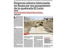 Empresa minera interesada en financiar encauzamiento de la quebrada El León (Fuente: Correo)