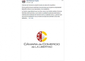 Cámara de Comercio de La Libertad amplía horario de atención al público (Fuente: SAS Noticias Trujillo)