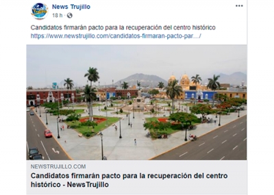 Candidatos firmarán pacto para la recuperación del centro histórico de Trujillo (Fuente: News Trujillo - Facebook)