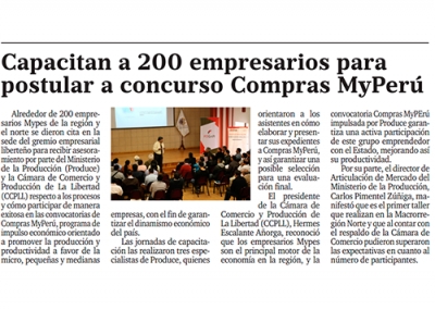 Capacitan a 200 empresarios para postular a concurso Compras MyPerú (Fuente: Panorama Trujillano)