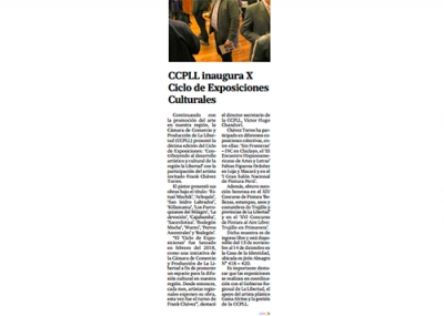 CCPLL inaugura X Ciclo de Exposiciones Culturales (Fuente: Panorama Trujillano)