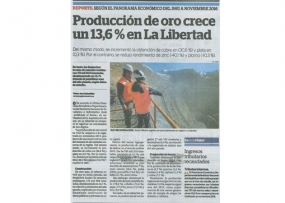 Producción de oro crece un 13.6 % en La Libertad (Fuente: La Industria)