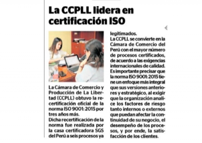 La CCPLL lidera en certificación ISO (Fuente: Correo)