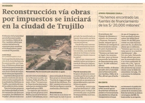 Reconstrucción vía obras por impuestos se iniciará en la ciudad de Trujillo (Fuente: Gestión)