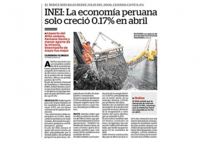 INEI: La economía peruana solo creció 0.17 % en abril (Fuente: Correo)