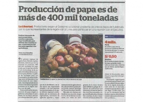Producción de papa es de más de 400 mil toneladas (Fuente:La Industria)