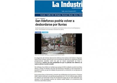 San Ildefonso podría volver a desbordarse por lluvias (Fuente: La Industria)
