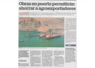Obras en puerto permitirán  ahorrar a agroexportadores (Fuente: La Industria)