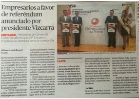 Empresarios a favor de referéndum anunciado por presidente Vizcarra (Fuente: La República)