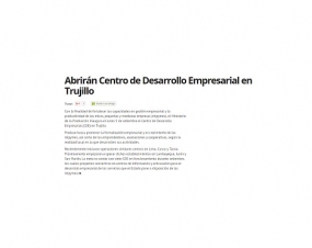 Abrirán Centro de Desarrollo Empresarial en Trujillo (Fuente: La República)
