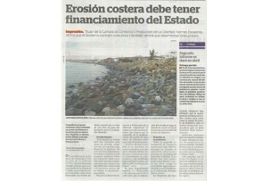 Erosión costera debe tener financiamiento del Estado (Fuente: La Industria)